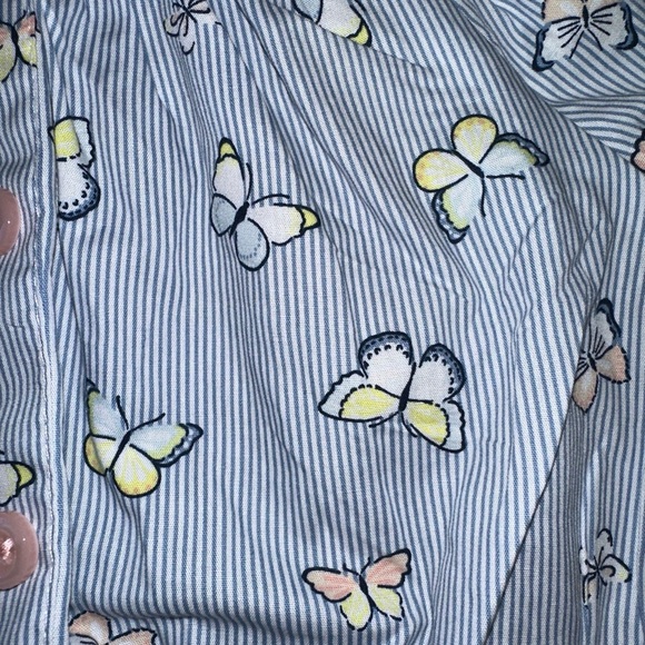 Penelope Mack Girls Cropped Top 3T Stretch Butterfly Ruffle Blouse 100% Cotton - Picture 5 of 9